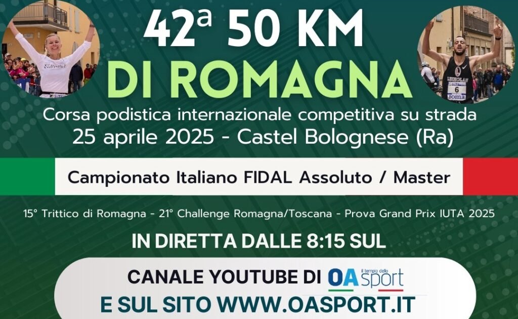 42ª edizione 50 KM di Romagna: Campionato Italiano FIDAL Assoluto/Master e 15° Trittico di Romagna