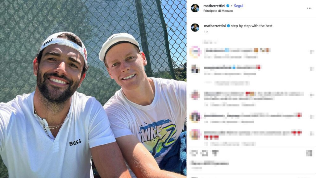 Berrettini si allena con Sinner e postano un selfie sui social